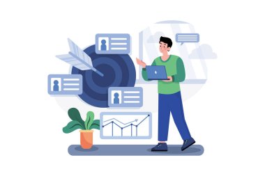 Beyaz arka planda hedef izleyici illüstrasyonu