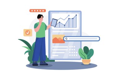 Beyaz arka planda SEO Sıralama İllüstrasyon kavramı