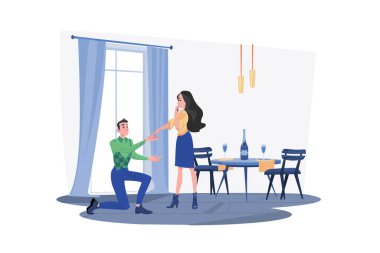 Aşık Çift Çizimi konsepti. Beyaz arkaplanda izole edilmiş düz bir illüstrasyon