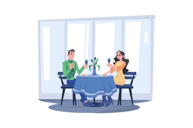 Aşık Çift Çizimi konsepti. Beyaz arkaplanda izole edilmiş düz bir illüstrasyon