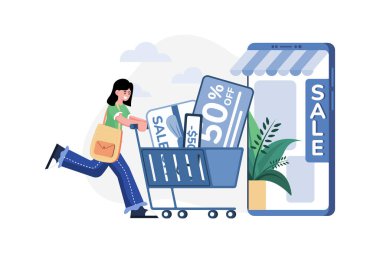 İnternetten alışveriş yapan kadın indirime başvuruyor.