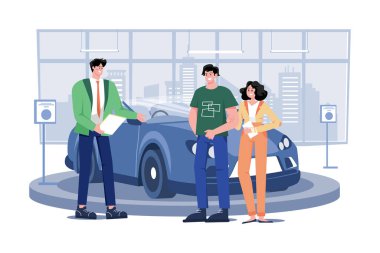 Satıcı Bayilik showroom adlı genç bir çift söz.