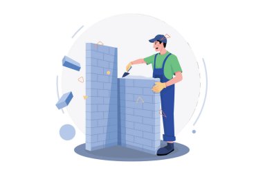 Construction Workers Building The Wall