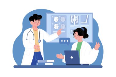 Beyaz arka planda Doktorlar Ekibi Tartışması İllüstrasyon