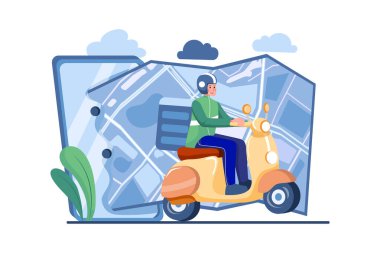 Müşteriler mobil uygulama siparişi verirken motosikletçi GPS haritasına göre...