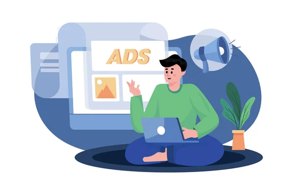 Marketing Employee Posting Ads Illustration — Stock Vector
