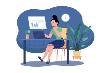 Pazarlama Stratejisi. İş kadını laptopla iş stratejisi düşünüyor ve planlıyor.
