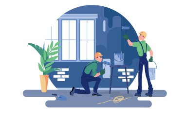 İnşaat işçisi boyama duvar