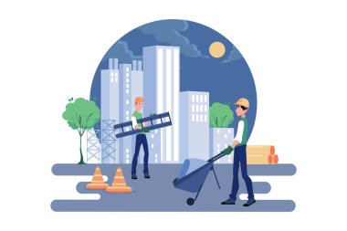 İnşaat işçileri bir proje üzerinde çalışıyor.