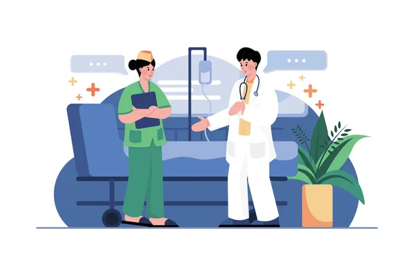 Nurses Discuss Doctor Illustration Concept — Stock Vector