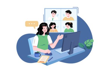 Çevrimiçi toplantıda iş tartışması
