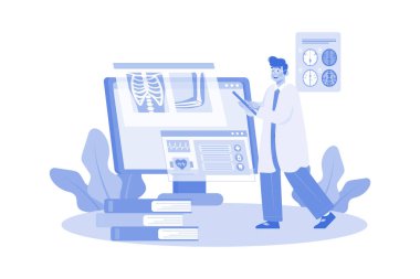 Bir doktor hastalıkları teşhis etmek için tıbbi görüntüler kullanır.