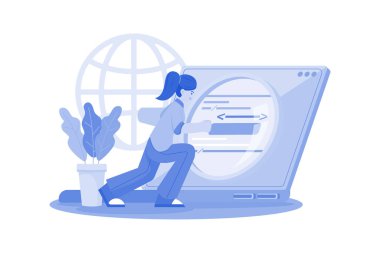 Arama Motoru Illustration konsepti. Beyaz arkaplanda izole edilmiş düz bir illüstrasyon