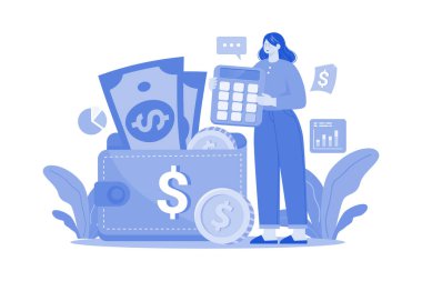 Hesabın sol dengesini hesaplayan kadın