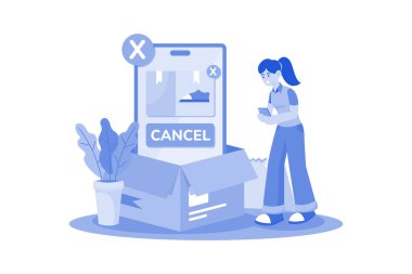 Sipariş Resimleri Konseptini İptal Et. Beyaz arkaplanda izole edilmiş düz bir illüstrasyon