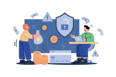 Beyaz arkaplanda kripto suç illüstrasyonu kavramı