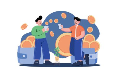 Beyaz arkaplanda Kripto Aktarım İllüstrasyon kavramı