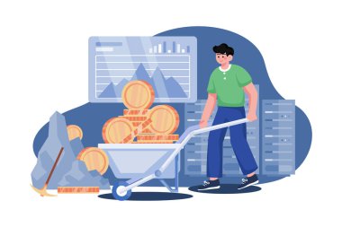 Beyaz arkaplan üzerinde Kripto Madencilik Sistemi Resimleri