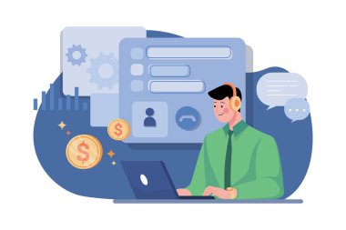 Finansal Danışmanlık Uzmanlığı İllüstrasyon Konsepti. Beyaz arkaplanda izole edilmiş düz bir illüstrasyon