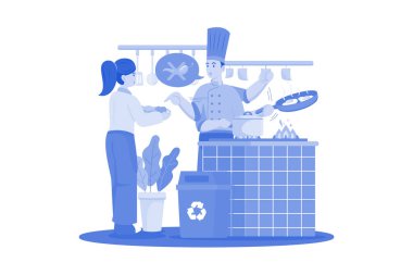 Şef yemekleri hazırlar.