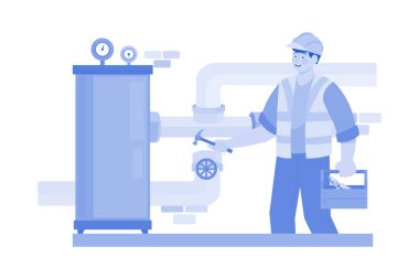 Müteahhit ticari tesise tesisat kuruyor.