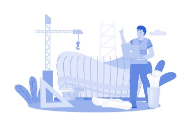 İnşaat şirketi şehir için spor stadyumu inşa ediyor..