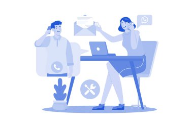 Müşteri hizmetleri temsilcisi müşteri yardımını çoklu görev haline getiriyor.