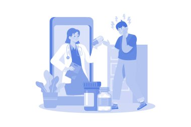 Hasta bir doktor aracılığıyla çevrimiçi tedavi görüyor.