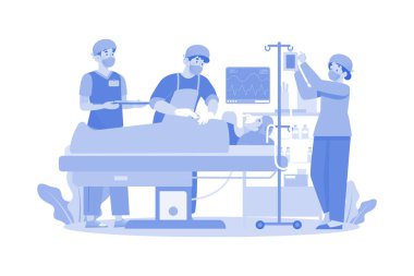 Doktorlar hastaları ameliyat ediyorlar.