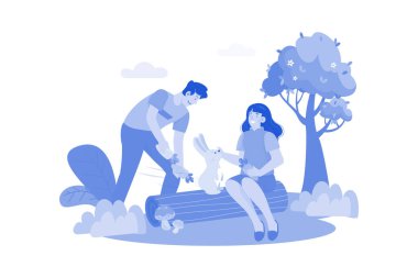 Beyaz arka planda Küçük Tavşan Besleme Konsepti