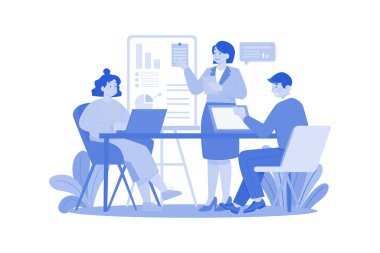 İş Eğitimi Illustration konsepti. Beyaz arkaplanda izole edilmiş düz bir illüstrasyon