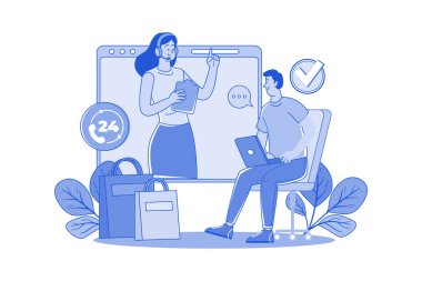 Paket Dönüş Çizimi konsepti. Beyaz arkaplanda izole edilmiş düz bir illüstrasyon