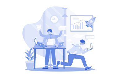 Bir grup adam dizüstü bilgisayarla bir proje yürütüyor.