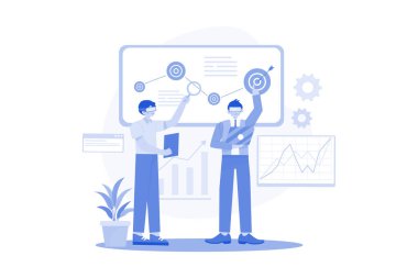 Erkekler sanal ekranda bir başlangıç başlatıyorlar