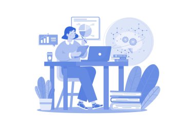 Deep Learning Illustration concept on white background