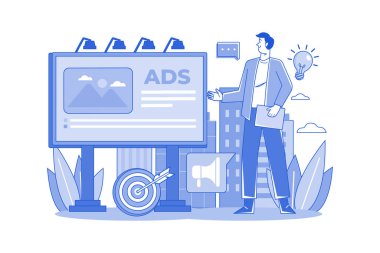 Billboard Marketing Illustration concept on white background