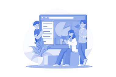 Marketing Team Analyzing Data Illustration concept on white background