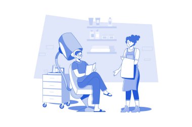 Kadın kuaförde saç kuluçkası yaptırıyor..