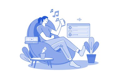 Rahatlatıcı ve müzik kız