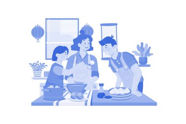 Çocuklar, ailelerine yeni yıl yemeği için yardım ediyor..