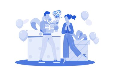 Kadın, erkek arkadaşından bir hediye alır..