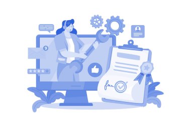 Çevrimiçi Teknolojik Sertifika İllüstrasyonu