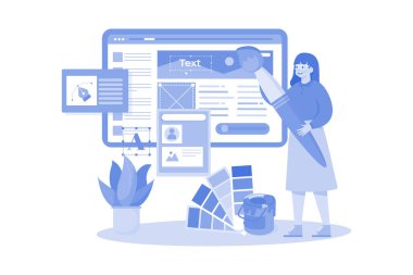 Tasarımcılar web sitesi ux uygulama geliştirmesi çiziyorlar.