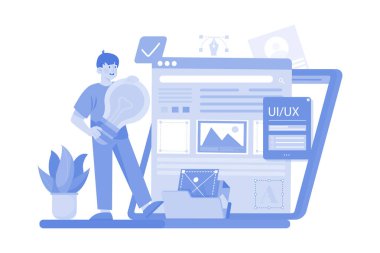 Tasarımcı UX UI sosyal çevrimiçi gelişimde konsept oluşturdu.
