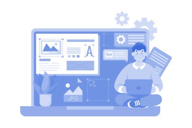 Adam UX dizüstü bilgisayar uygulaması üzerinde çalışıyor.