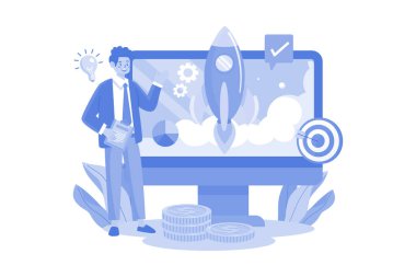 Girişimcilik üzerine çalışan bir işadamı