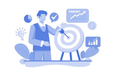 Adam iş hedefi üzerinde çalışıyor.