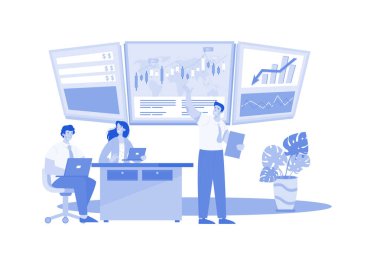 Yatırım Eğitimi Illustration konsepti. Beyaz arkaplanda izole edilmiş düz bir illüstrasyon