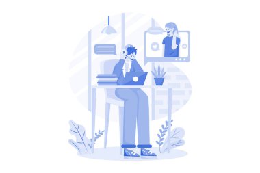 Yardım hattında çalışan kulaklıklı bir çağrı merkezi ajanı.