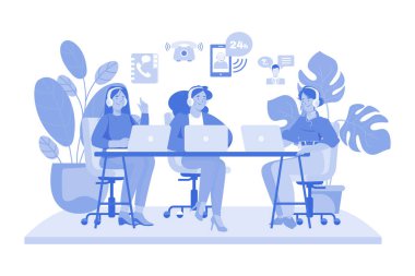 Group of Female Operators Working at Call Center